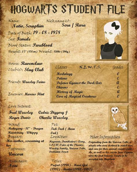 Hogwarts Student File BLANK by HopeAndHeartache on DeviantArt in 2020