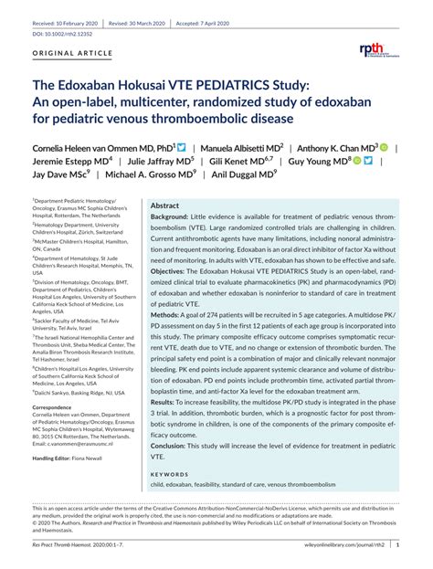 Hokusai Study in Pediatric Patients With Confirmed Venous