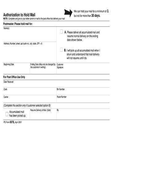 Usps hold mail. Mail hold form printable usp