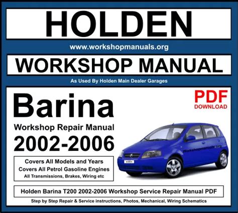 Holden Barina Service Repair Workshop Manuals - eManualOnline