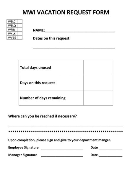 Holiday Request Form Trinity Catholic College