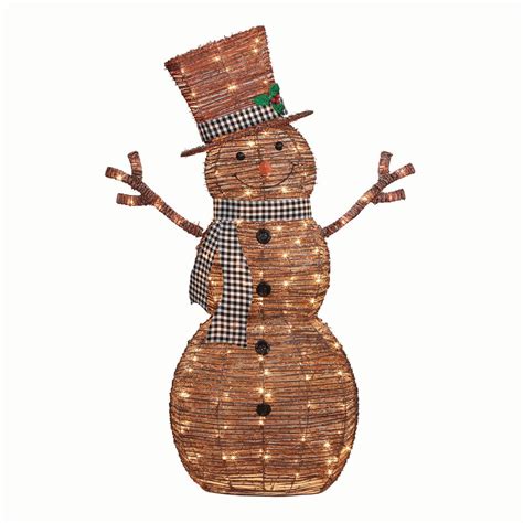 Holiday Time 60 inch Light-Up Rattan-Look Snowman, 150 …