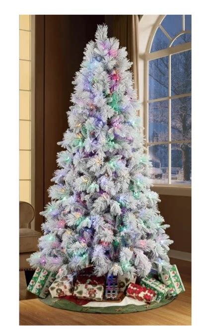 Holiday Time Flocked Prelit Bellmont Christmas Tree with Color Changing
