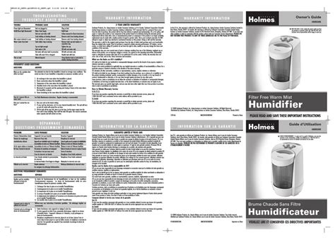 Holmes humidifier instruction manual. Appliance manuals and free pdf instructions. Find the user manual you need for your home appliance products and more at ManualsOnline. ... Holmes HM495-UC Humidifier User Manual. Open as PDF. of 2 R E P L A C E M E N T A C C E S S O R I E S. S E R V I C E I N S T R U C T I O N S. SERVICE INSTRUCTIONS. 