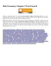 Holt Geometry Chapter 5 Test Form B Answers