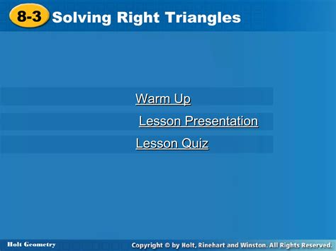 (Download) Holt Geometry Lesson 8 3 Solving Right Triangles Answers Ebooks