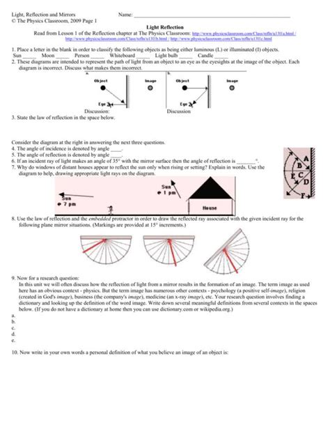 Holt Physics Answer Key Light And Reflection