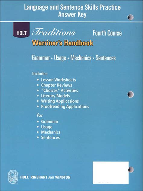 Holt handbook fourth course answer key modifers. - 2005 harley davidson road king owners manual.