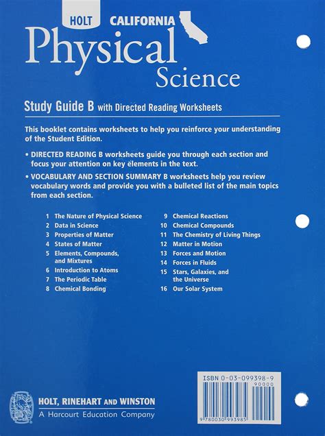 Holt physical science directed study guide. - Origine et transformations de l'homme et des autres ©®tres.