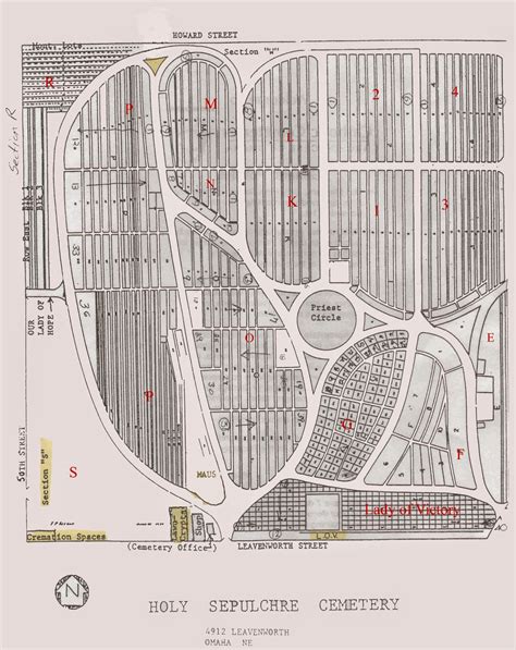 Holy sepulchre cemetery plot map.  The cemetery stone shows the incorre...