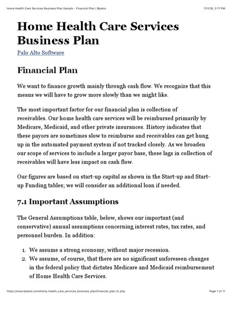 Home Health Business Plan Template
