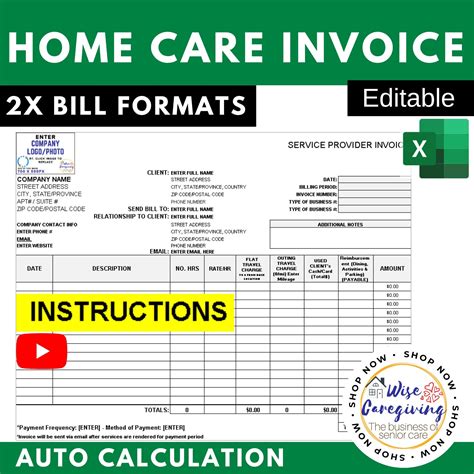 Home Health Care Invoice Template Billed Free Download