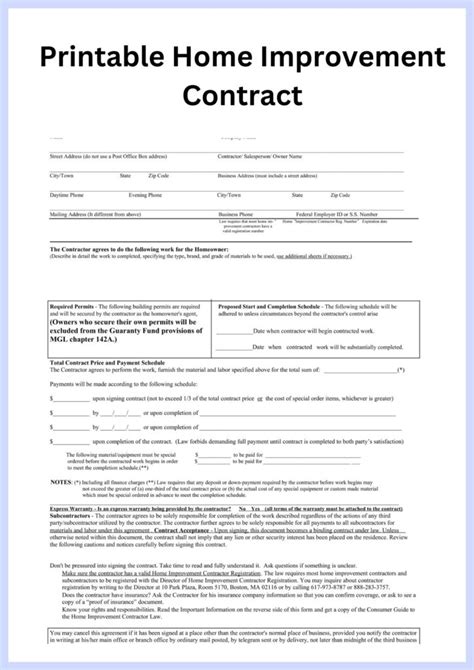 Home Remodeling Contract Form with Sample