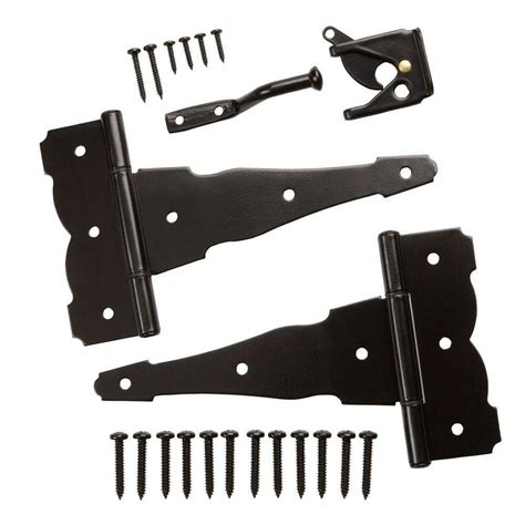 Home depot gate hinges. Everbilt 3-1/2-inch Post Gate Hinge, Black, Premium Finish (1-pack) Heavy Duty T-Hinges are designed for 2 x 4 and 4 x 4 post applications. ideal for projects with wide mounting surfaces such as barn doors, storage bins, tool boxes and gates. Fixed pin is non-removable. Can be used for right or left hand applications. 