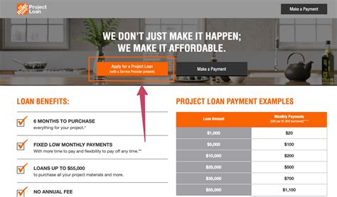 The Home Depot Project Loan allows you to borrow the maxi