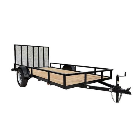 This trailer can be used for demolition removal, yard maintenance, carrying landscaping materials, and hauling aggregate. Conveniently transport materials with towable trailer with hydraulic surge breaks. Subject to availability. Call 1-888-266-7228 for inventory. Maximum load capacity: 3700 lbs.
