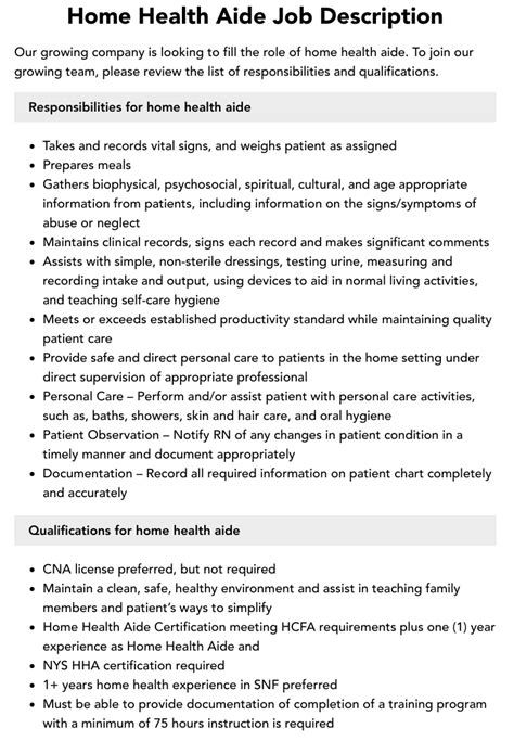 Home Health Aide Responsibilities: · Helping p