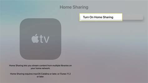 Home sharing apple tv. Apple TV (4th generation) – go to “Settings”>” Account”>” Home Sharing and Enable it”. Apple TV (3rd generation or earlier) – go to ‘Settings”>” Computers”>” Choose Turn on Home Sharing”. Turn on Home Sharing. Once enabling Home Sharing on all of your devices, everything should work fine. But, if not, then move on to the following tips. … 