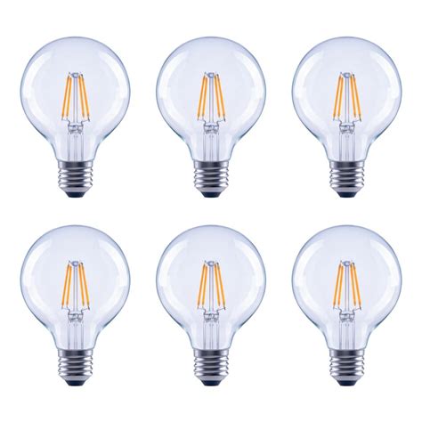 Homedepot light bulbs. Feit Electric. 60-Watt Equivalent ST19 Dimmable Straight Filament Clear Glass E26 Vintage Edison LED Light Bulb, Soft White (4-Pack) 