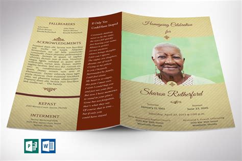 Homegoing Funeral Program Word Publisher Template 4 Pages Etsy Funeral program template