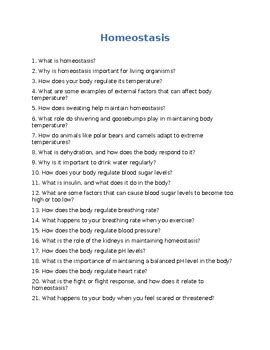 Homeostasis Test Questions And Answers