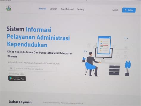 Homepage Layanan Online Adminduk Kabupaten/Kota