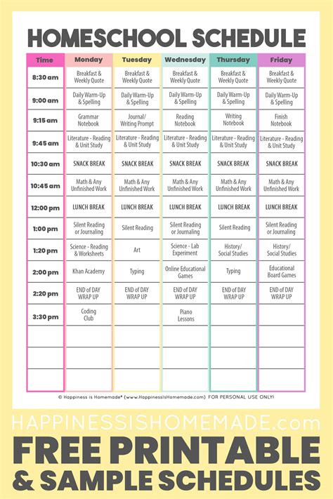 Homeschooling Schedules