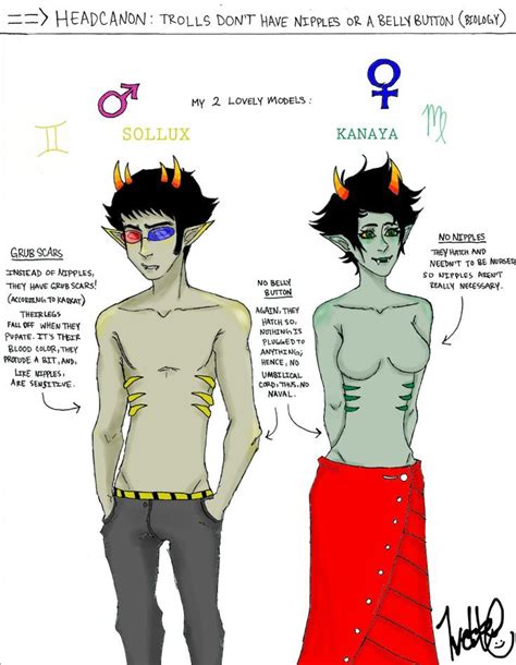 Homestuck troll anatomy. Trolls are hermaphroditic. They possess both male (referred to as a “bone bulge”) and female (referred to as a “nook”) sex organs. The core of the phallus is full of a system of chambers in which blood is quickly pumped or released out of. This allows it to widen its girth or extend its length. 