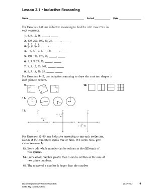 Homework 1 Inductive Reasoning Answer Key Form Fill Out and Sign