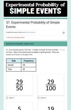 Homework Practice Probability Of Simple Events