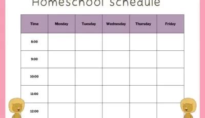 Homework Timetable Template