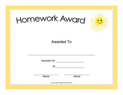 Homework certificate Coursework