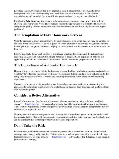 Homework fake page