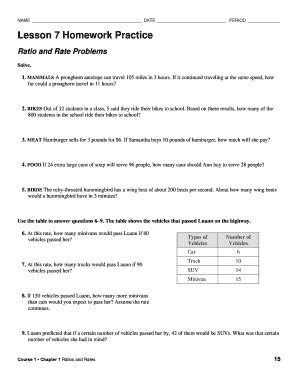 Homework practice ratio and rate problems.  There are also problems that allow students to...