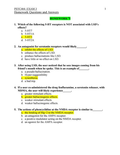 Homework questions and answers