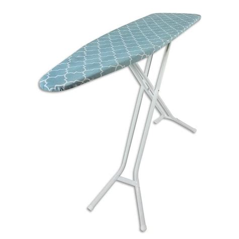 Homz 4-Leg Steel Top Adjustable Ironing Board, Blue Lattice Cover