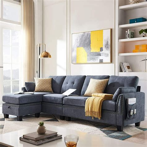 This item: HONBAY Reversible Sectional Sofa Couch, Modern Apartment L-Shaped Couch Modular Sectional Sofa with Storage, Aqua Blue $959.99 $ 959 . 99 Get it Jul 26 - 31 .
