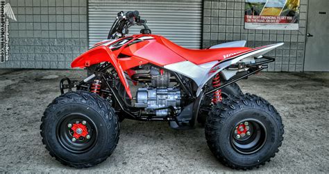 Honda 250 four wheeler. TRX250 Fourtrax 250. Honda Fourtrax 250 Specifications. Dealer. Brochure. Discover the ATV fourtrax 250, An agile 229cc ATV 2wd with handlebar-mounted gears and auto clutch. Find out more about its engine, dimension and tyres. 
