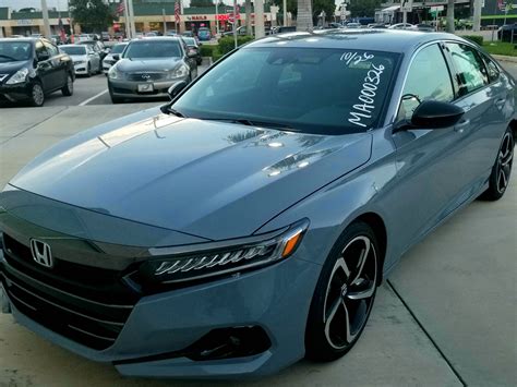 Honda accord gray. Mileage: 72,965 miles MPG: 26 city / 34 hwy Color: Black Body Style: Sedan Engine: 4 Cyl 2.4 L Transmission: Automatic. Description: Used 2017 Honda Accord Sport with Front-Wheel Drive, Fog Lights, Alloy Wheels, Bench Seat, Keyless Entry, Leather Seats, Spoiler, Bucket Seats, 19 Inch Wheels, and Cloth Seats. More. 