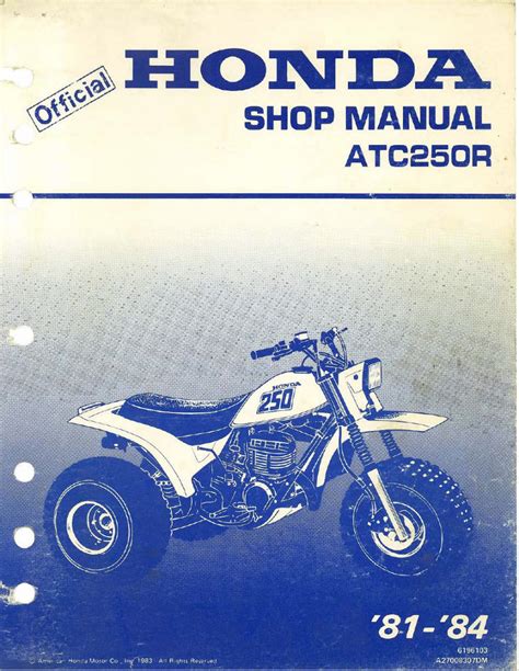Honda atc250r service manual repair 1981 1984 atc 250r. - Organizing audiovisual and electronic resources for access a cataloging guide.