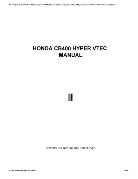 Honda cb400 hyper vtec 2 manual book. - Sohlenzeichnung von felis und verwandtes zur systematik und oekologie des genus..