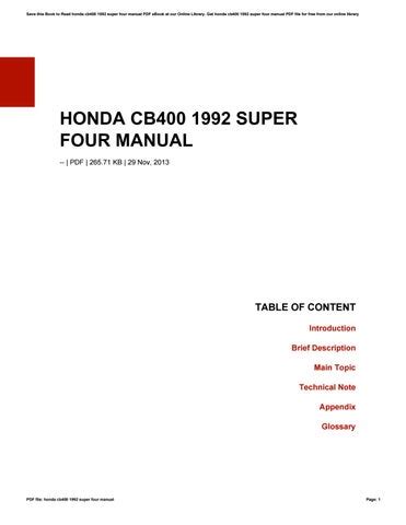 Honda cb400 super 4 manual de servicio. - Toyota hilux surf repair manual free download.