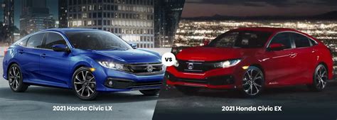 Honda civic lx vs ex. Appearance. The new Honda Civic LX and the new Honda Civic EX both share the same body type on a collective level. The vehicles are pretty much identical on the ... 