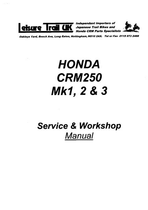 Honda crm250 mk1 2 3 service workshop manual. - Un patriziato della terraferma veneta tra xviie xviii secolo.