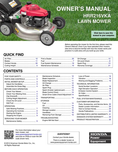 Honda easy start lawn mower manual hrr2168vka. - Manual del manual de reconstrucción de accidentes de tráfico.
