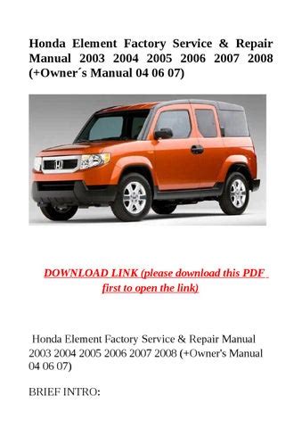 Honda element factory service repair manual 2003 2008 info. - 2000 lexus lx470 service repair manual software.
