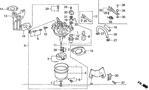 Honda gx160 carb diagram. Step 1. Take off the air filter using a 10mm wrench or socket. Step 2. Unhook the gas line and throttle levers. Then remove the plastic housing cover. Step 3. Remove the carburetor once all other pieces are removed. Step 4. Either clean the carburetor in an ultrasonic cleaner or replace the carburetor with a new one. 