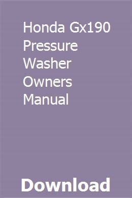 Honda gx190 pressure washer owners manual. - Wow computer 22 quick start guide and users manual silver with white kb.