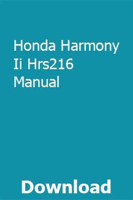 Honda harmony 2 hrs216 repair manual. - The cengage learniong guide to reading.