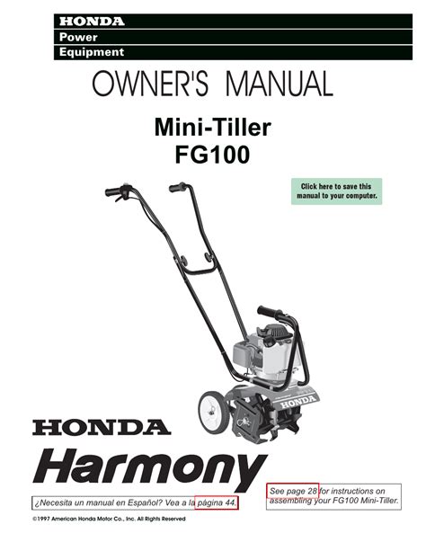 Honda harmony fg100 mini tiller manual. - Lg gn r466fw service manual repair guide.